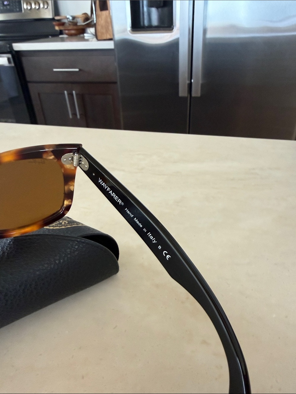 Ray-Ban Wayfarer Sunglasses in Yellow & Brown Tortoise with Black Temple - Picture 5 of 5